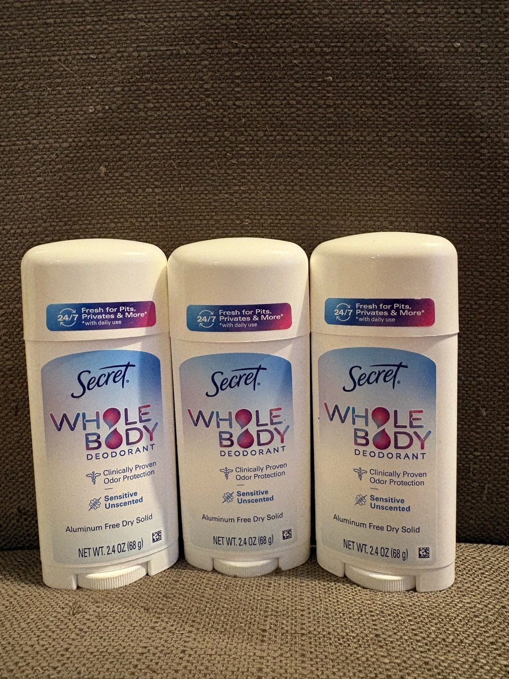 🔥Secret Whole Body Deodorant Sensitive Unscented (lot Of 3) 2.4oz Each ~ New